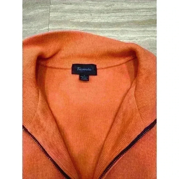 Faconnable Men's Coral Zip-Up Sweater - Size Small - 100% Cotton - MSRP $230 - Picture 2 of 5
